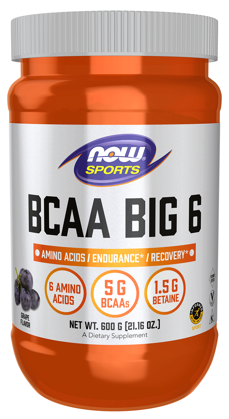 BCAA Big 6, Grape Flavor Powder - 600 g by NOW