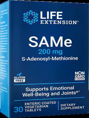 SAMe S-Adenosyl-Methionine 200 mg 30 Enteric Coated Tablets
