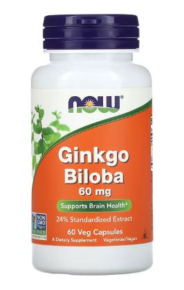 Ginkgo Biloba, 60 mg, 60 Veg Capsules- By NOW
