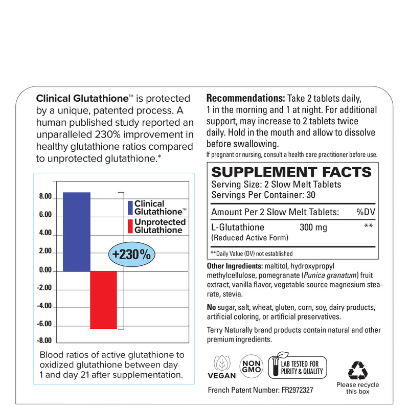 Terry Naturally Clinical Glutathione 60 Slow-Melt Tablets