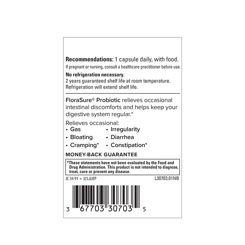 Terry Naturally FloraSure® Probiotic (formerly Colon & Bowel Probiotic) 30 Capsules, by Europharma