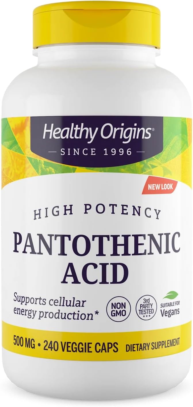Pantothenic Acid 500mg 240 veggies caps by Healthy Origins