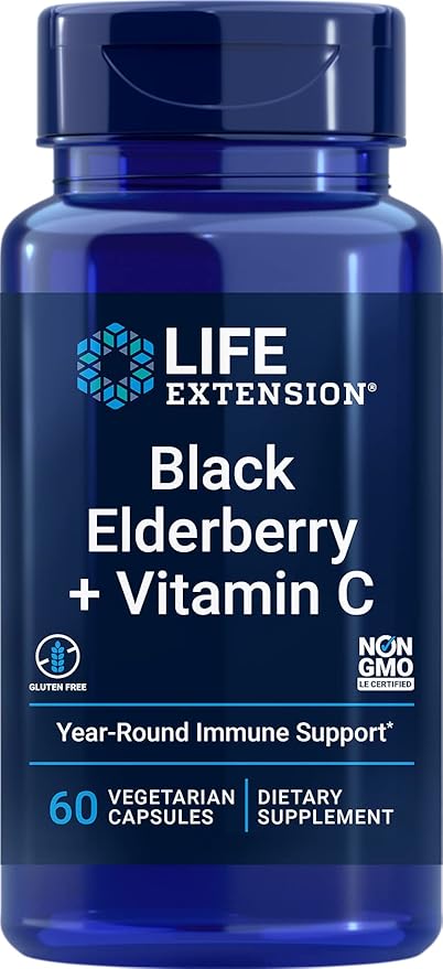 Black Elderberry + Vitamin C, 60 Capsules by Life Extension