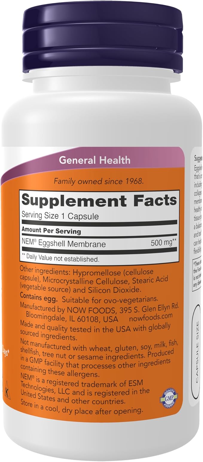 Eggshell Membrane, 500 mg, 60 Veg Capsules by NOW