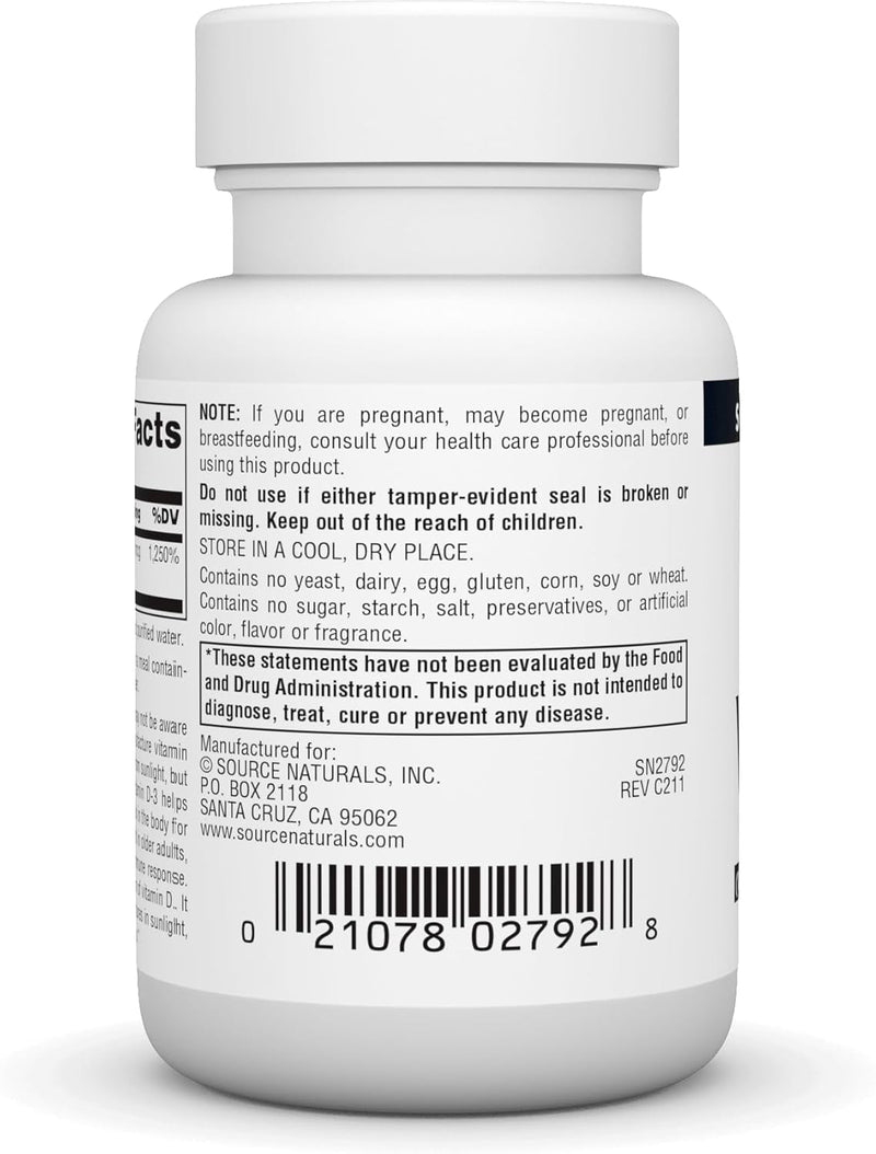 Vitamin D-3, 250 mcg (10,000 IU), 120 Softgels by Source Naturals