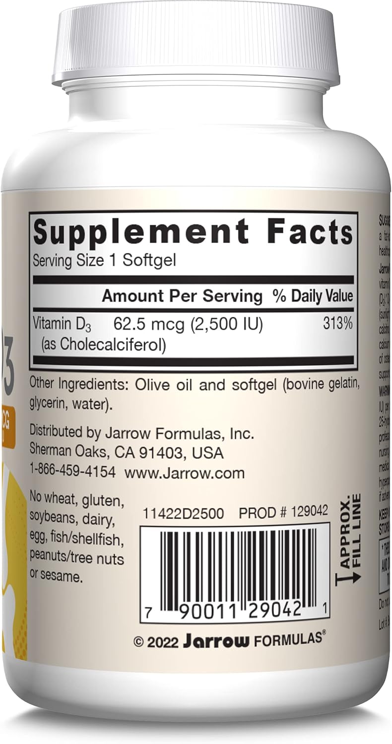 Vitamin D3 62.5 mcg (2500 IU) 100 Softgels