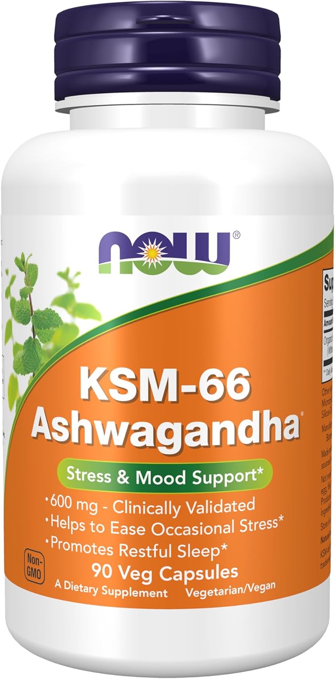 KSM-66 Ashwagandha®, 600 mg, 90 Veg Capsules by NOW