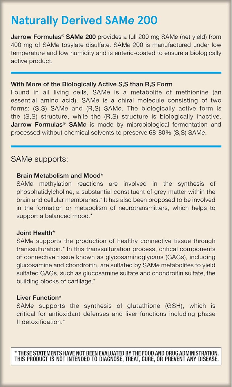 SAMe 200 mg 60 Enteric-Coated Tablets