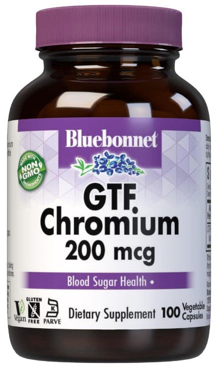 GTF Chromium 20 mcg 100 Vegetable Capsules, by Bluebonnet