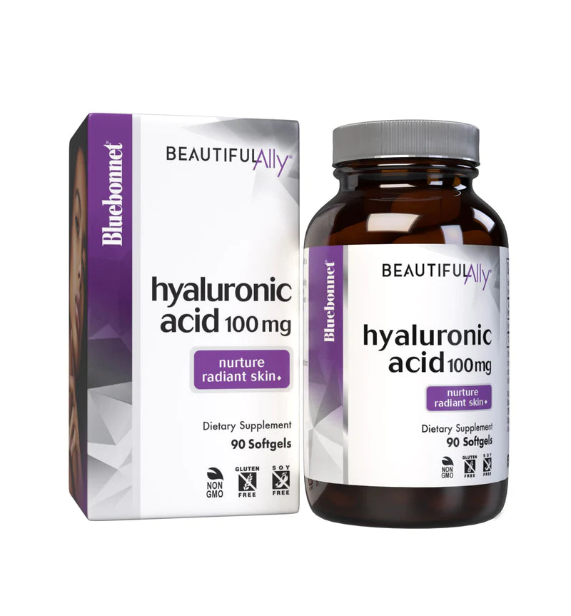 BEAUTIFUL ALLY HYALURONIC ACID 100 mg, 90 Vegetable Capsules, by Bluebonnet