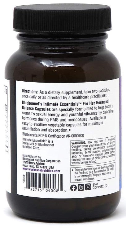 Intimate Essentials for Her Hormonal Balance, 60 Vegetable Capsules, by Bluebonnet
