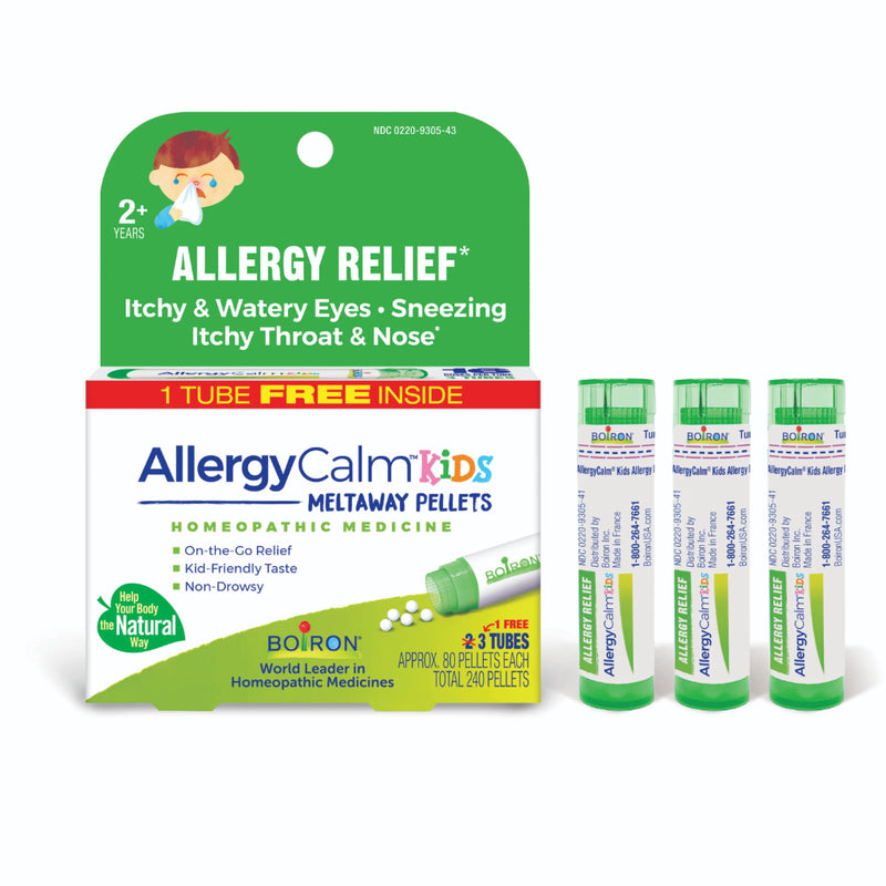 AllergyCalm Kids Meltaway Pellets 2+1 Tubes (total 240 Meltaway Pellets) by Boiron