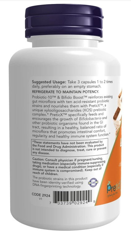 Probiotic-10 & Bifido Boost, 25 Billion, 90 Veg Capsules, by NOW