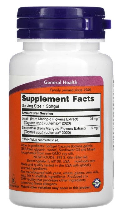 Lutein & Zeaxanthin, 60 Softgels, by NOW