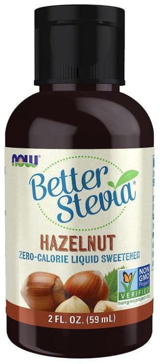 Better Stevia Zero-Calorie Liquid Sweetener, Hazelnut 2 fl oz (59 mL), by NOW