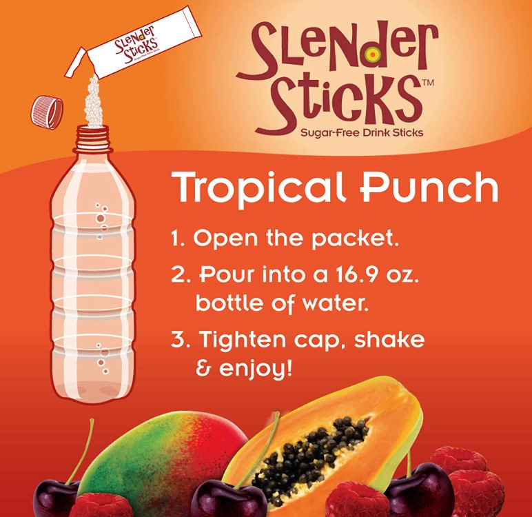 Slender Sticks, Tropical Punch, 12 Sticks, 60g/Box (2.1 oz), - 3 Pack