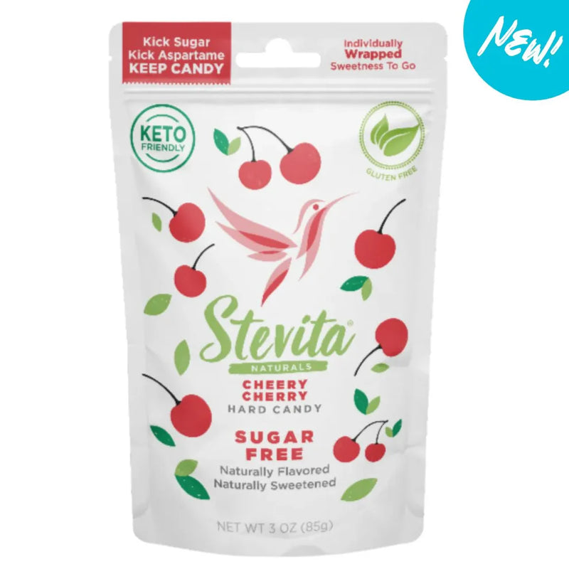 Sugar Free Cheery Cherry Hard Candy Pouch 3 oz (85 g) by Stevita Naturals