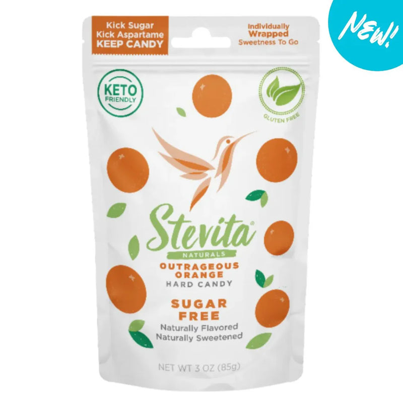 Sugar Free Outrageous Orange Hard Candy Pouch 3 oz (85 g) by Stevita Naturals
