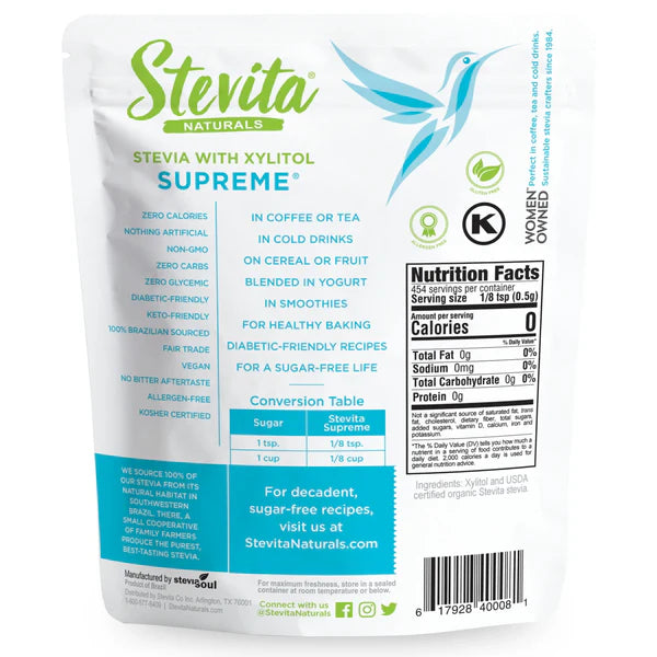 Stevia with Xylitol Supreme Pouch 8 oz (227 g) by Stevita Naturals