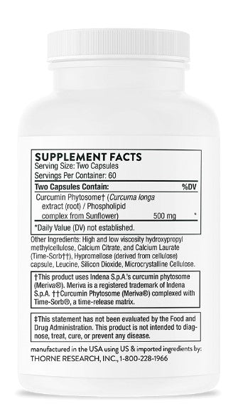 Curcumin Phytosome, Sustained Release, 500 mg, 120 Capsules, by Thorne