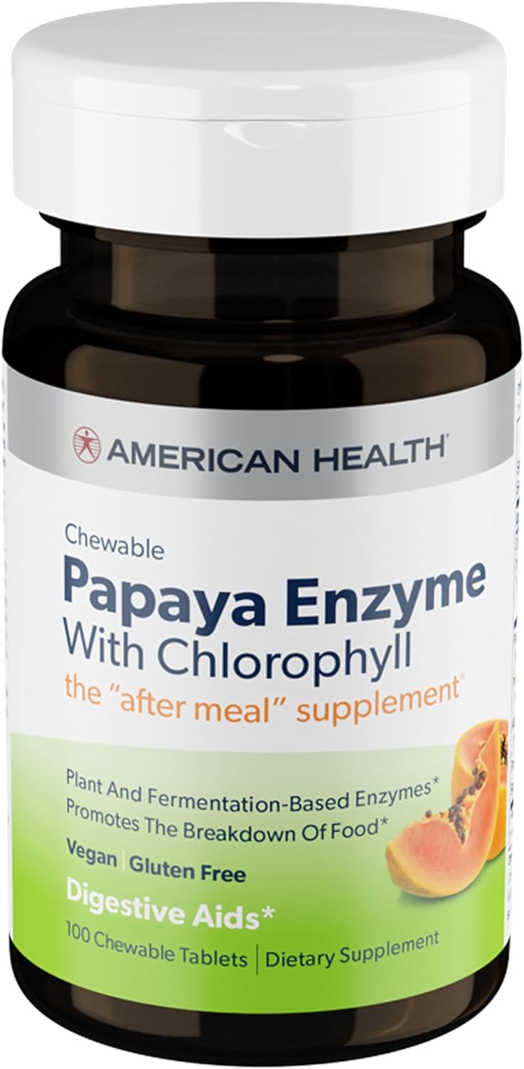 Papaya Enzyme with Chlorophyll 100 Chewable Tablets by American Health