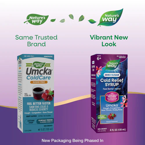 Umcka ColdCare Sugar-Free Syrup Grape Flavor 4 fl oz (120 ml)