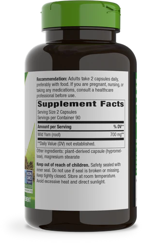 Wild Yam Root 350 mg 180 Vegetarian Capsules by Nature&