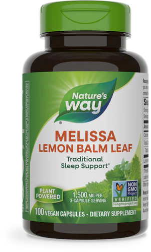 Melissa Lemon Balm Leaf 500 mg 100 Vegetarian Capsules by Nature&