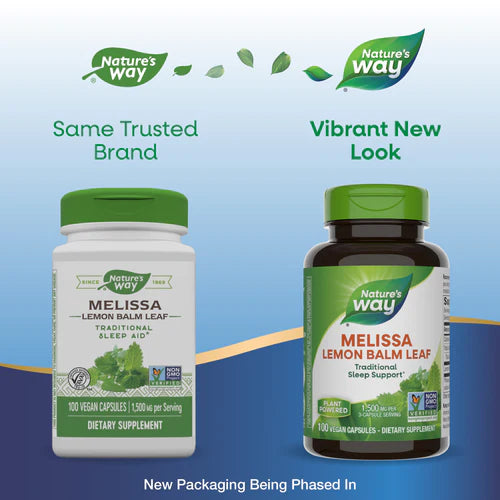 Melissa Lemon Balm Leaf 500 mg 100 Vegetarian Capsules by Nature&
