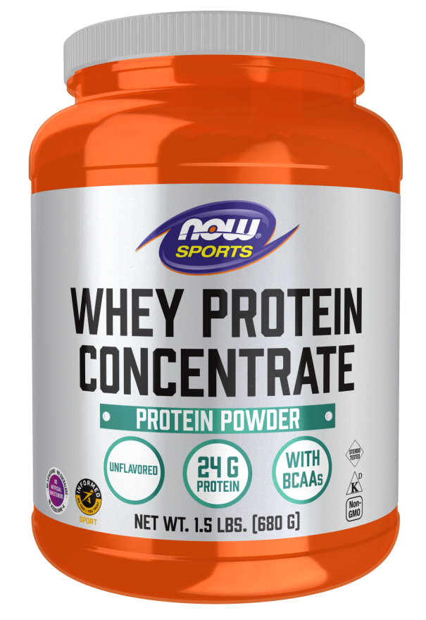 Whey Protein Concentrate Powder Unflavored 1.5 lb (680 g), NOW Sports