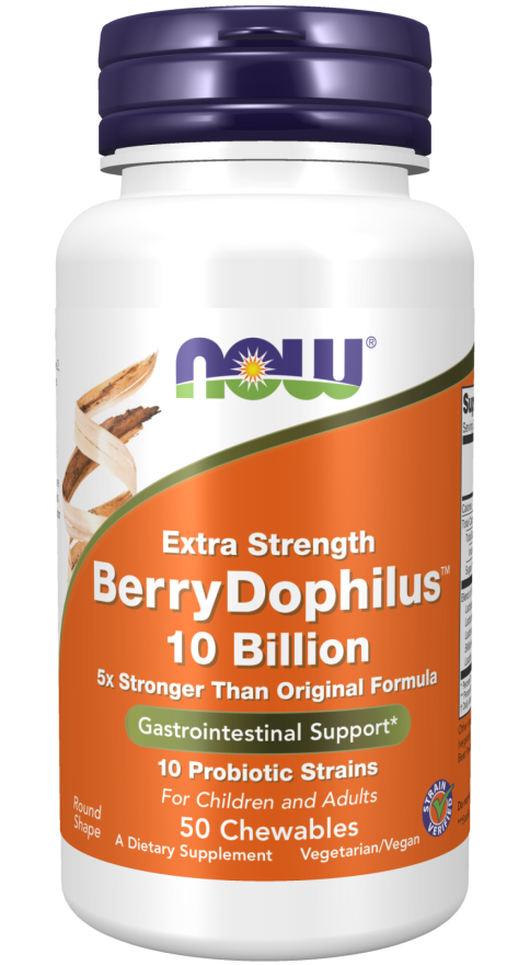 BerryDophilus Extra Strength 10 Billion CFU, 50 Chewables, NOW Foods