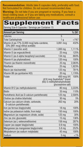 Alive! Max6 Daily Multi-Vitamin Max Potency 90 Veg Capsules