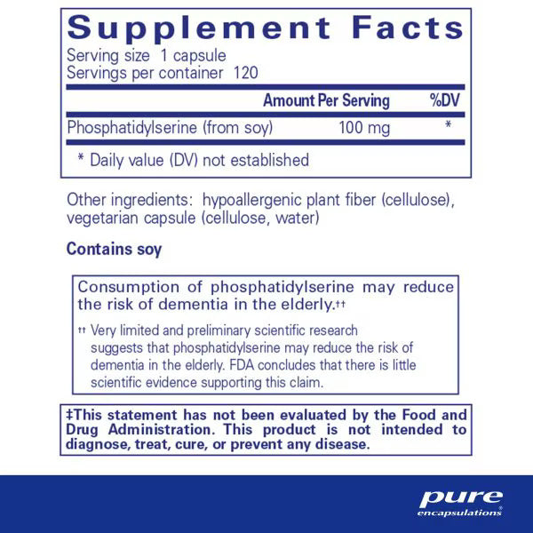 PS 100 Phosphatidylserine 120 Capsules by Pure Encapsulations