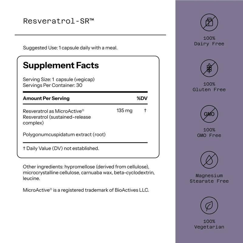 Resveratrol-SR (Sustained Release) 135 mg 30 Vegicaps by Quality of Life