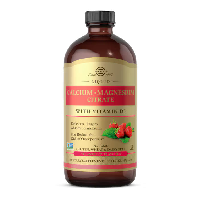 Calcium Magnesium Citrate Liquid with Vitamin D3 Natural Strawberry 16 fl oz (473 ml)