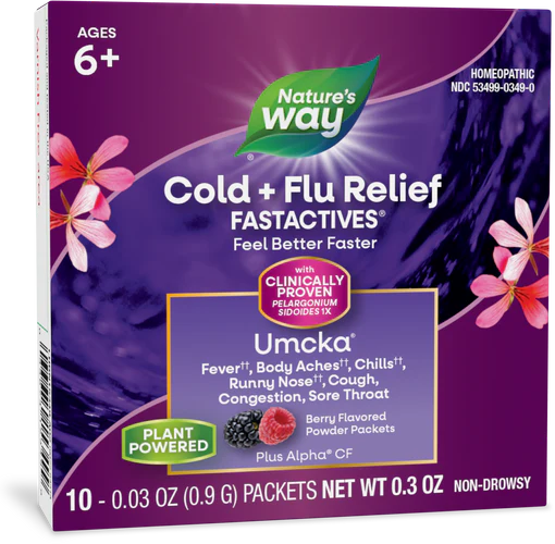 Umcka FastActives Cold+Flu Relief Berry Flavor 10 Packets by Nature&