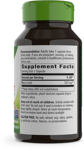 Maca Root 525 mg 100 Vegetarian Capsules by Nature&