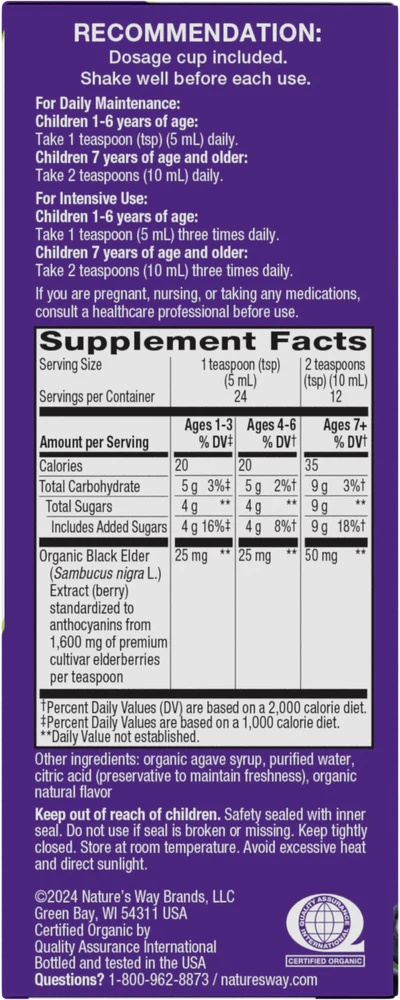 Organic Sambucus for Kids 120 ml (4 fl oz)