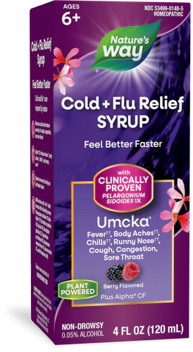 Umcka Cold+Flu Fructose-Free Syrup Berry 4 oz (120 ml)