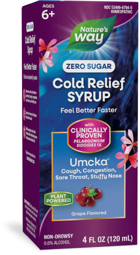 Umcka ColdCare Sugar-Free Syrup Grape Flavor 4 fl oz (120 ml)