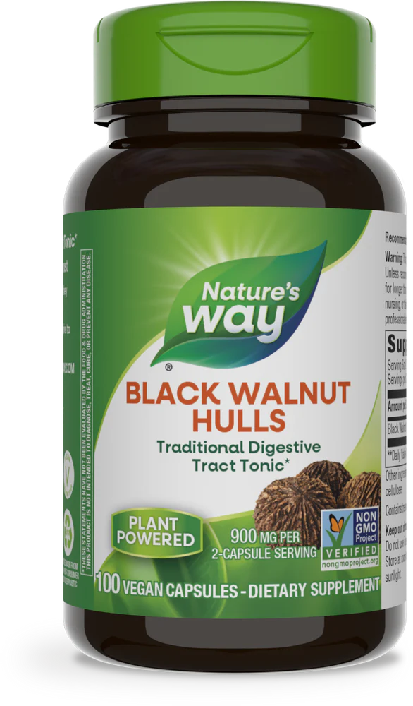 Black Walnut Hulls 900 mg 100 Veg Capsules by Nature&
