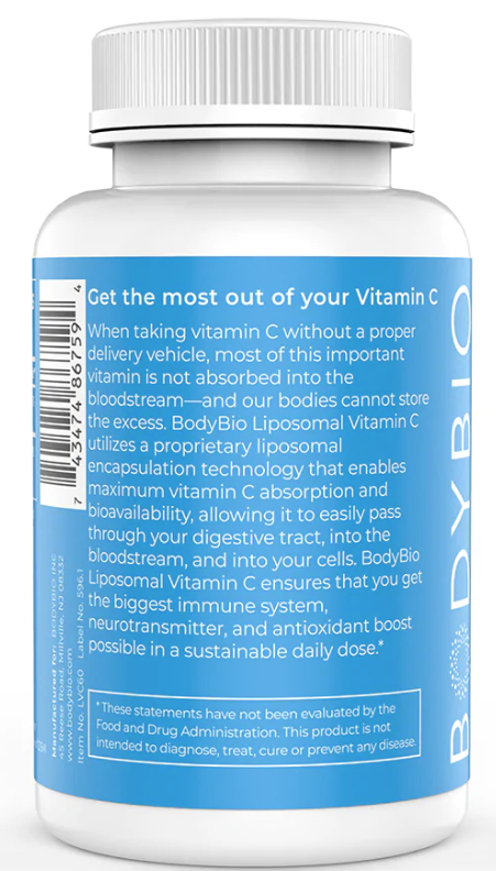 Liposomal Vitamin C 1000 mg, 60 Capsules, by BodyBio