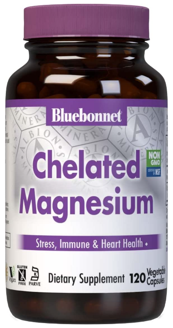 Chelated Magnesium 200 mg, 120 Vegetable Capsules, by Bluebonnet