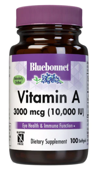Vitamin A, 10,000 IU 100 Softgels, by Bluebonnet