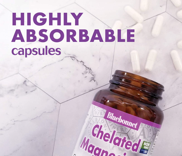 Chelated Magnesium,200 mg, 60 Vegetable Capsules, by Bluebonnet