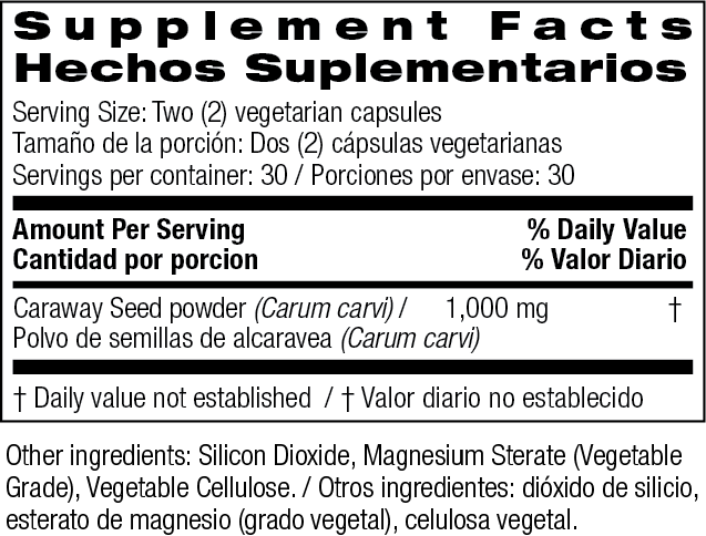 Caraway Seed 1,000 mg 60 Vegetarian Capsules by Bio Nutrition best price