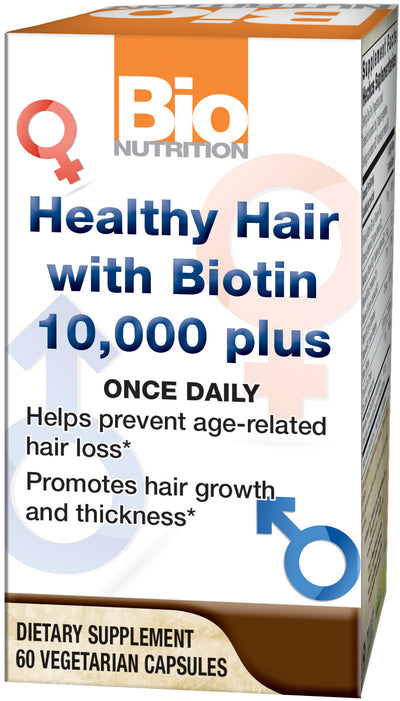Healthy Hair with Biotin 10,000 Plus 60 Vegetarian Capsules by Bio Nutrition best price