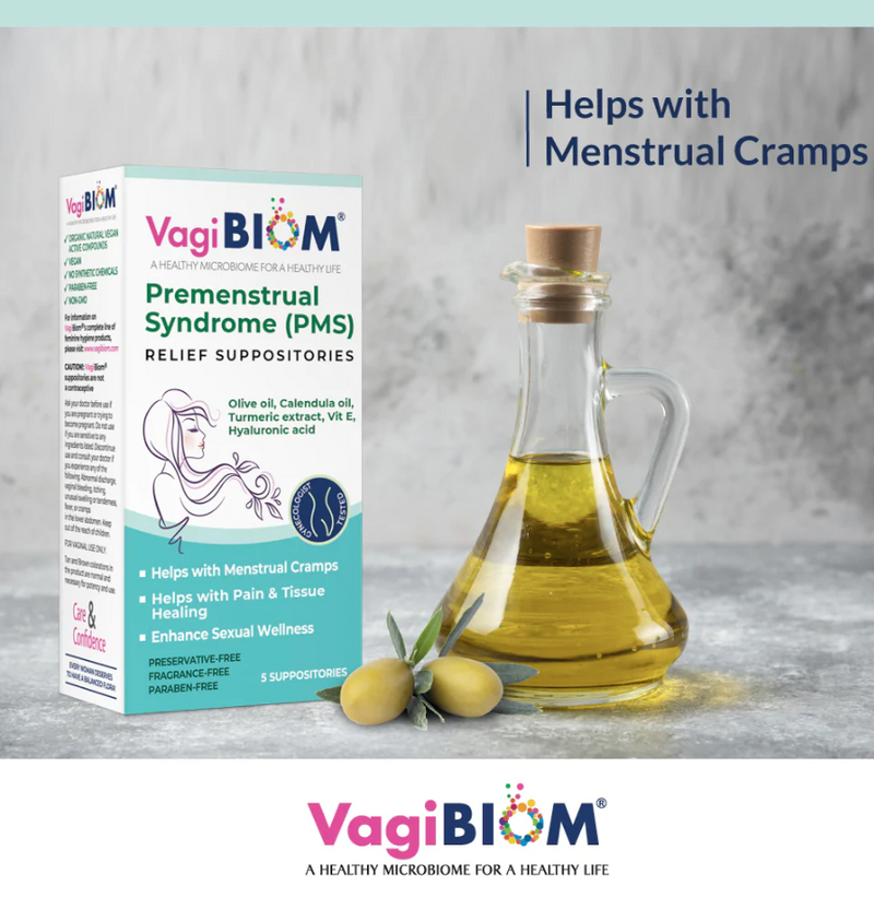 Pre-Menstrual Syndrome (PMS) Relief Suppositories - 5 Suppositories, by Biom Probiotics