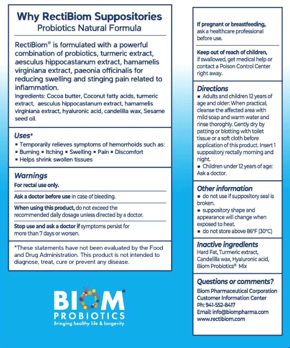 Probiotic Hemorrhoidal Relief Suppositories - 15 Suppositories, by Biom Probiotics