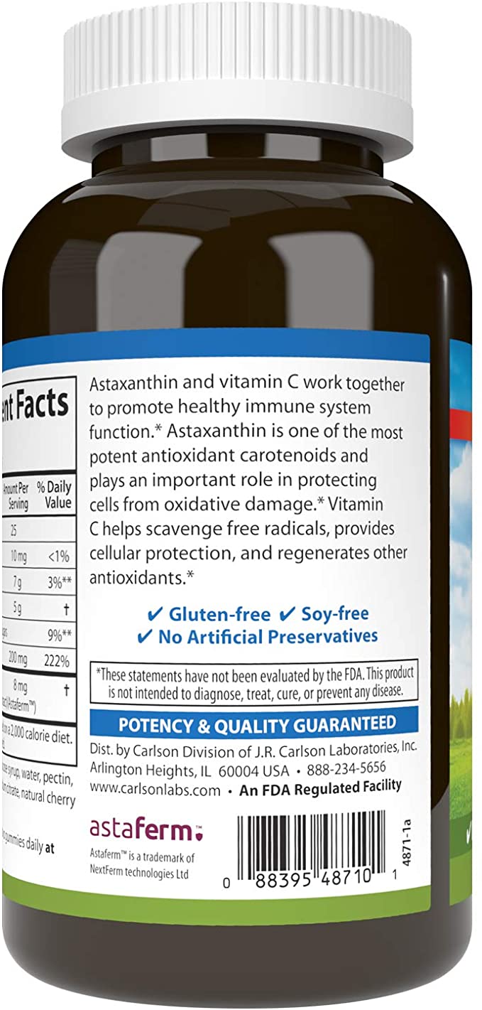 Astaxanthin with Vitamin C - 90 Gummies, by Carlson Labs